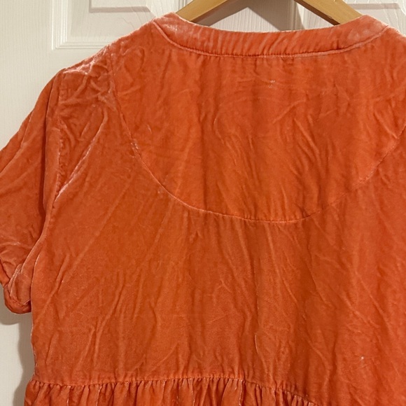 Anthropologie Maeve Creamsicle Velvet Babydoll Dress - Picture 7 of 10
